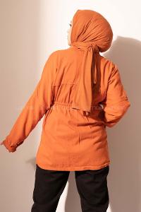 Modalamelif Kuşgözü Bağcıklı Gabardin Ceket Kiremit