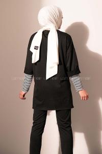 Modalamelif Yan Yırtmaçlı Crep İkili Takım Siyah