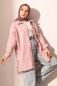 Modalamelif Yanları Kuşgözlü Gabardin Ceket Lila