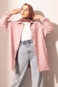 Modalamelif Yanları Kuşgözlü Gabardin Ceket Lila