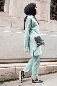 Modalamelif Fermuar Detaylı İkili Takım Çağla Yeşili