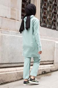 Modalamelif Fermuar Detaylı İkili Takım Çağla Yeşili