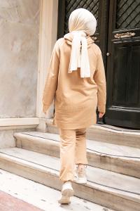 Modalamelif Fermuar Detaylı İkili Takım Camel