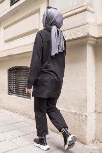 Modalamelif Fermuar Detaylı İkili Takım Siyah