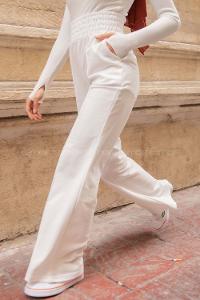 Modalamelif Geniş Kemerli Eşofman Altı Beyaz