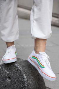 Modalamelif Renkli Kontrast Beyaz Spor Ayakkabı