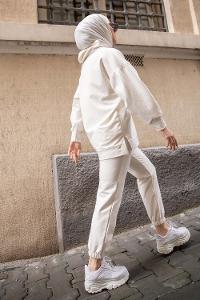 Modalamelif Tek Cepli Kapşonlu İkili Takım Ekru