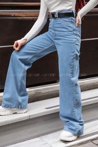 Modalamelif Yüksek Bel  Bol Paça  Pantolon Açık Mavi