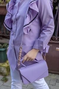 Modalamelif Asimetrik Kapak Kilitli Çanta Lila
