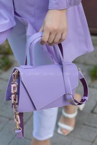 Modalamelif Asimetrik Kapak Kilitli Çanta Lila