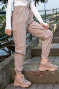 Modalamelif Bel Ve Paça Lastikli Rahat Pantolon Bej