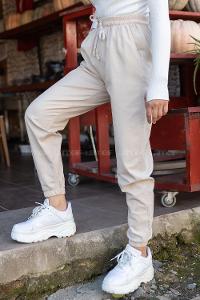 Modalamelif Bel Ve Paça Lastikli Rahat Pantolon Krem