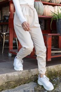 Modalamelif Bel Ve Paça Lastikli Rahat Pantolon Krem