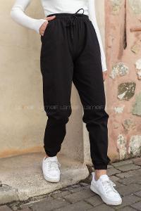 Modalamelif Bel Ve Paça Lastikli Rahat Pantolon Siyah