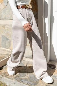 Modalamelif Çift CepliBol Paça Pantolon Taş Rengi