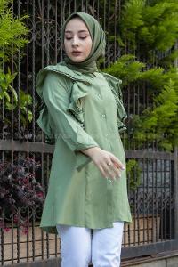 Modalamelif Güpür Fırfırlı Tunik Çağla