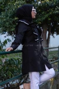 Modalamelif Güpür Fırfırlı Tunik Siyah