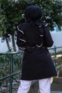 Modalamelif Güpür Fırfırlı Tunik Siyah