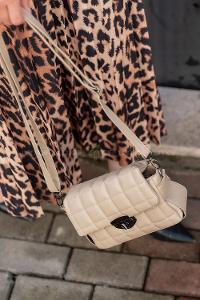 Modalamelif Kapak Kilitli Dikişli Çanta Bej