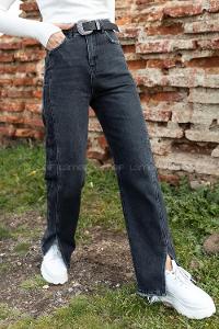 Modalamelif Paça Yırtmaçlı Kar Yıkamalı Jean Siyah