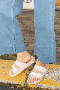 Modalamelif Paven Kadın Günlük Toka Detaylı Terlik Bej