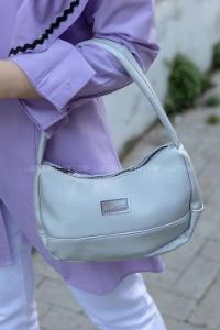 Modalamelif Saten Kumaş Baget Vialla Çanta Gri