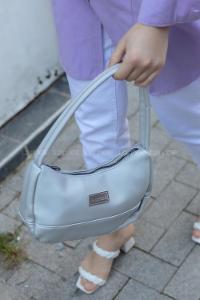 Modalamelif Saten Kumaş Baget Vialla Çanta Gri