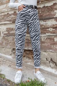 Modalamelif  Zebra Desen Mom Jean Siyah Beyaz