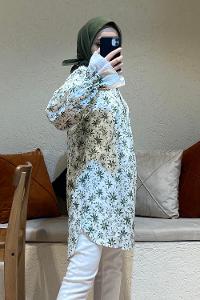 Modalamelif Hakim Yaka Dantel Detaylı Tunik Yeşil