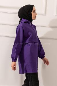 Modalamelif Kanguru Cep Yarım Fermuarlı Tunik Mor