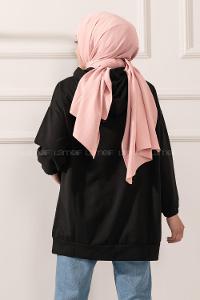 Modalamelif Kapşonlu Kanguru Cep Sweatshirt Siyah