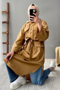 Modalamelif Kuşak Bağlamalı Uzun Tunik Camel