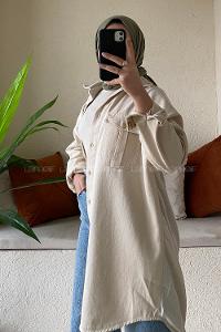 Modalamelif Oversize Cepli Kot Ceket Taş