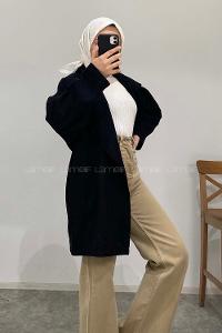 Modalamelif Arka Sırt Baskılı Oversize Ceket Siyah