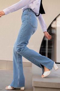 Modalamelif Paça Yırtmaçlı Çift Cepli Jean Açık Mavi