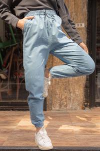 Modalamelif Beli Lastikli Rahat Pantolon Açık Mavi