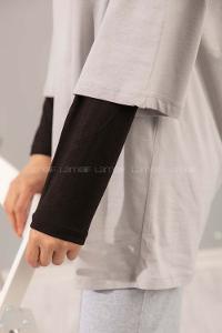 Lamelif Düz Renk Uzun Kol İçlik Siyah