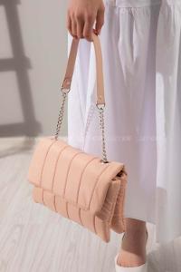 Modalamelif Kabartmalı Puf Kumaş Üç Gözlü Çanta Pudra