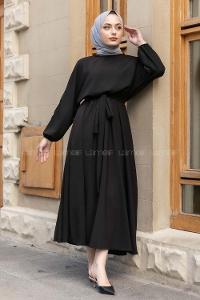 Modalamelif Yarasa Kol Prenses Elbise Siyah