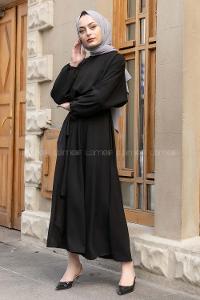 Modalamelif Yarasa Kol Prenses Elbise Siyah