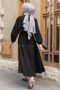 Modalamelif Yarasa Kol Prenses Elbise Siyah