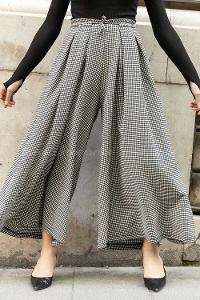 Modalamelif Bel Lastikli Pötikare Etek Pantolon Siyah