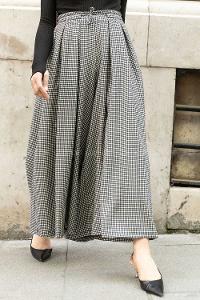 Modalamelif Bel Lastikli Pötikare Etek Pantolon Siyah