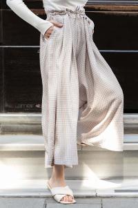 Modalamelif Bel Lastikli Pötikare Etek Pantolon Sütlü Kahve