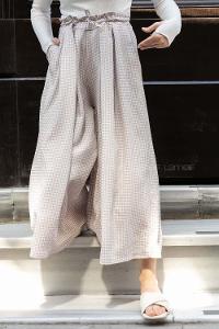 Modalamelif Bel Lastikli Pötikare Etek Pantolon Sütlü Kahve