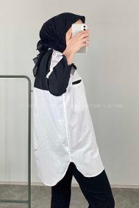 Modalamelif Çift Cepli Garnili Gömlek Ekru