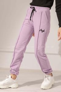 Modalamelif Beli Lastikli Angel Nakışlı Eşofman Lila