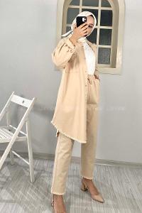 Modalamelif Etek Ucu Püsküllü Ceket Pantolon Takım Taş