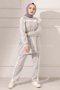 Modalamelif Şerit Garnili Spor Takım Gri