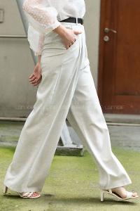 Modalamelif Pileli Bol Paça Pantolon Açık Gri